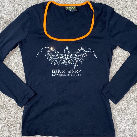 Blinged Out Biker Shirt Size Medium - Picture 1 of 5